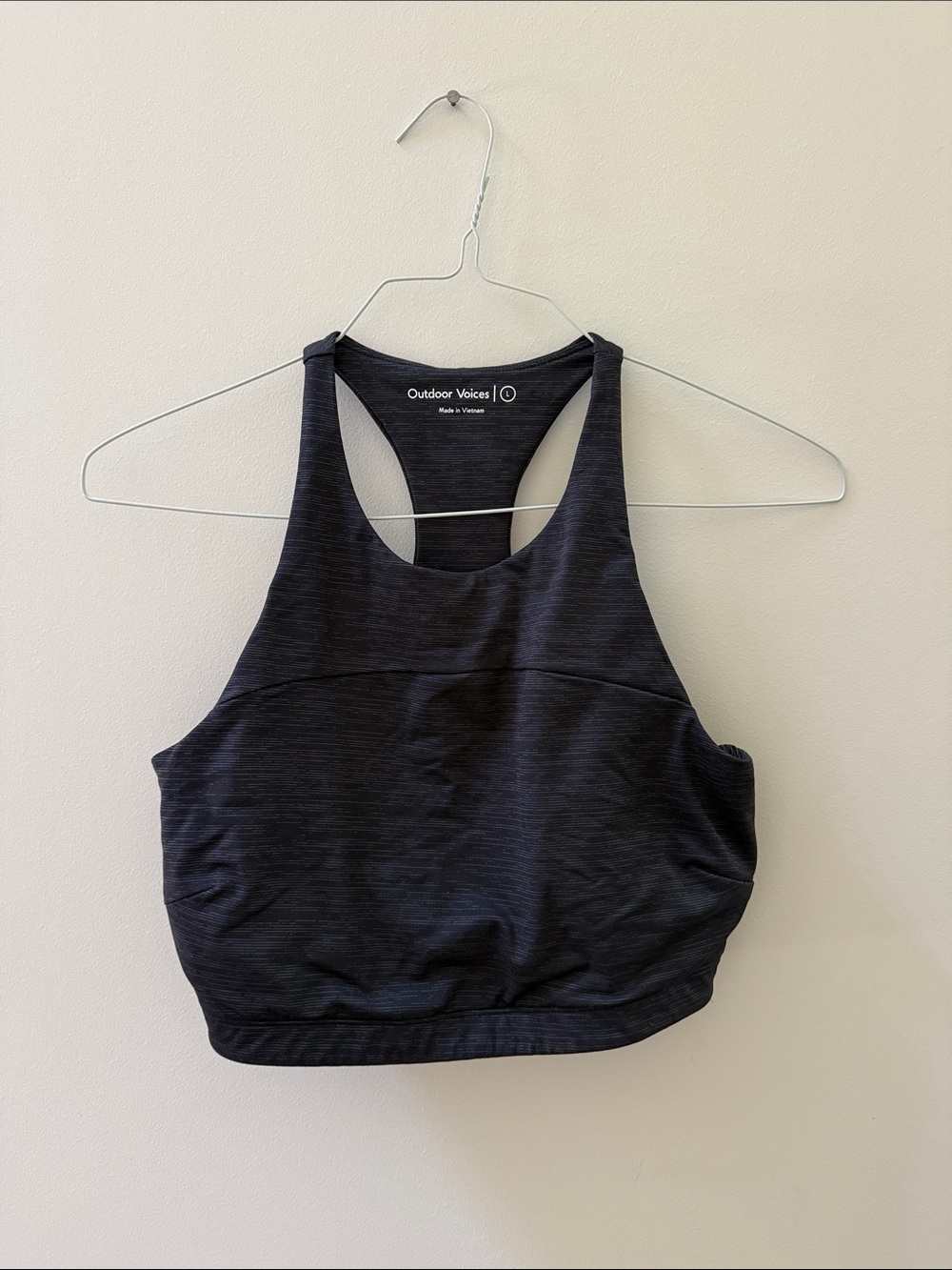 Outdoor Voices Black Heather High-Neck Racerback Sports Bra